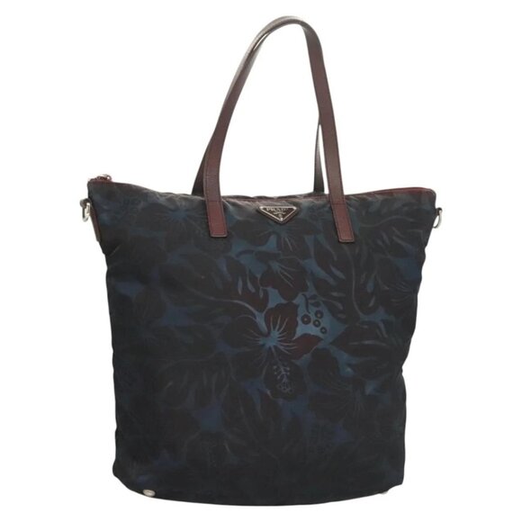 PRADA Tote Bag Nylon Blue Silver Auth hk2799 - Picture 1 of 16
